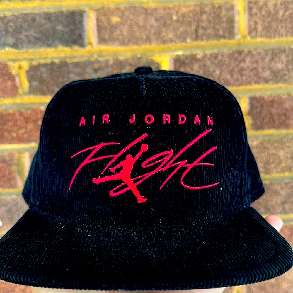 Black Corduroy Air Jordan Flight Strapback hat